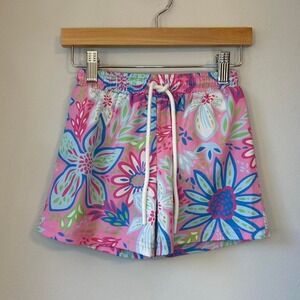 Classic Whimsy Bright Pink Floral Lined Swim Shorts Size 2T